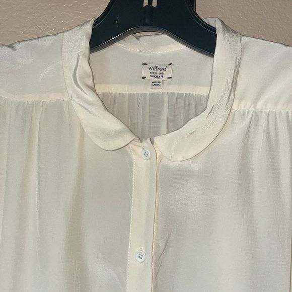 Wilfred Aritzia Women’s Silk Popover Long Blouse Tunic Top size XXS Ivory - Picture 2 of 11